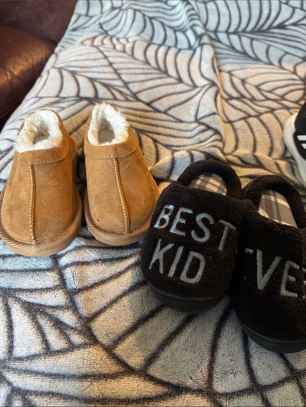 Kids Slipper Bundle of 2 - “Best Kid Ever” & Brown Sherpa Style - Size 6c